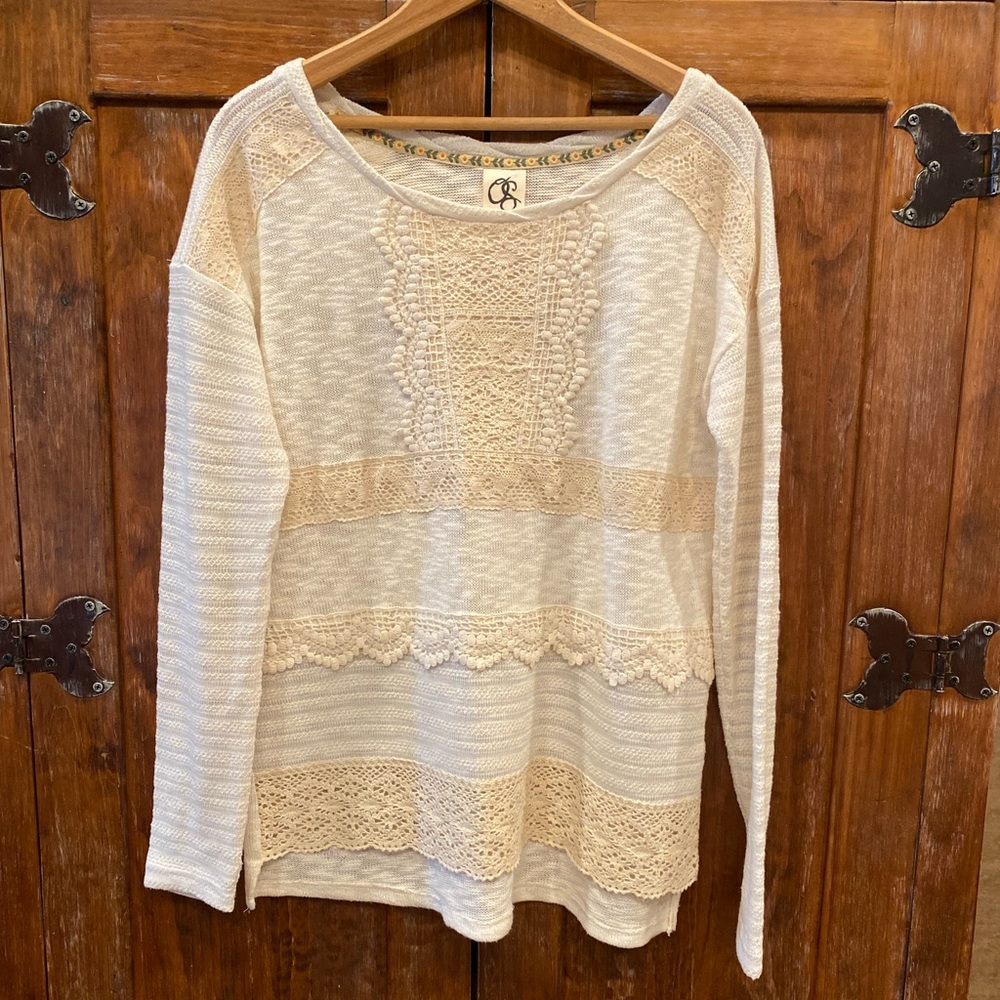 Cream Slub Knit Sweater by One September